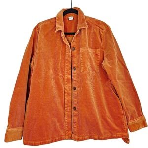 Stoic‎ Corduroy Button Up Shirt Jacket Orange Fall Women's Size Large